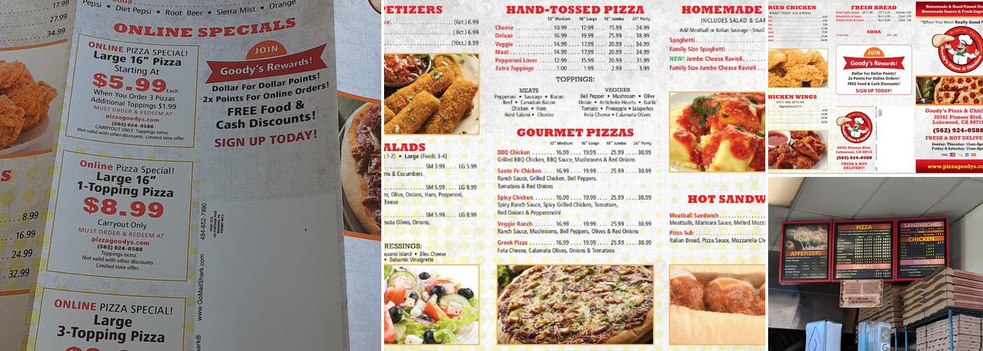 Goody's Pizza Menu