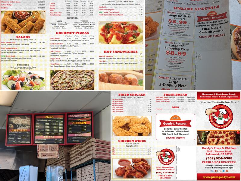 Goody's Pizza Menu