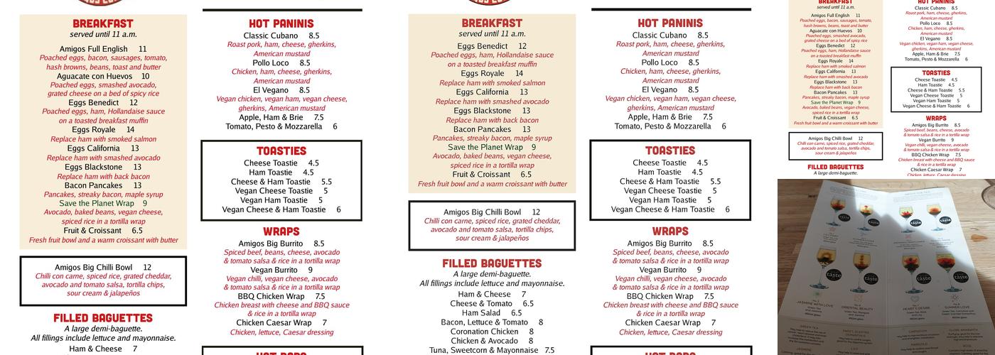 Amigos Coffee Menu