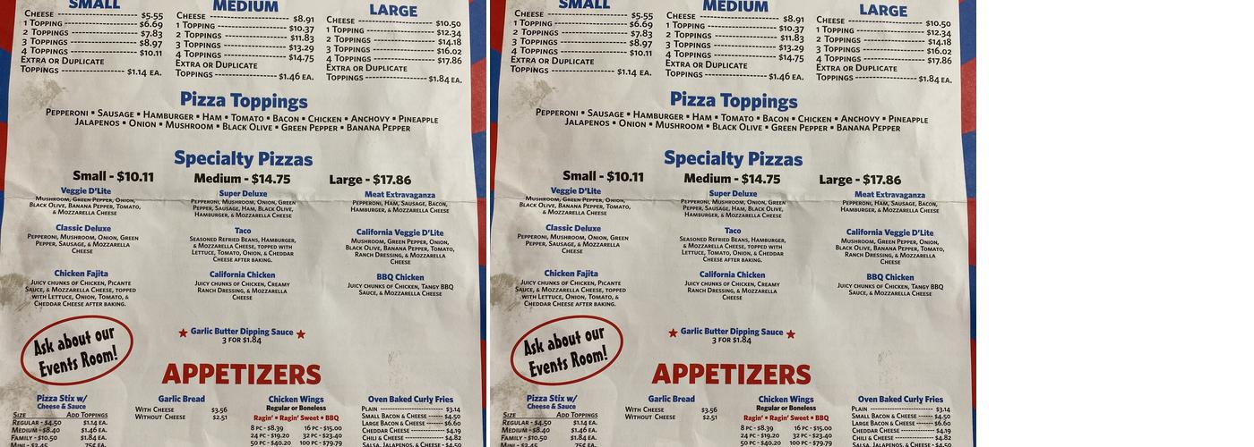 Pizza Plus Menu