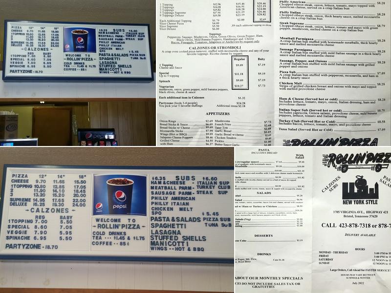 Rollin' Pizza Menu