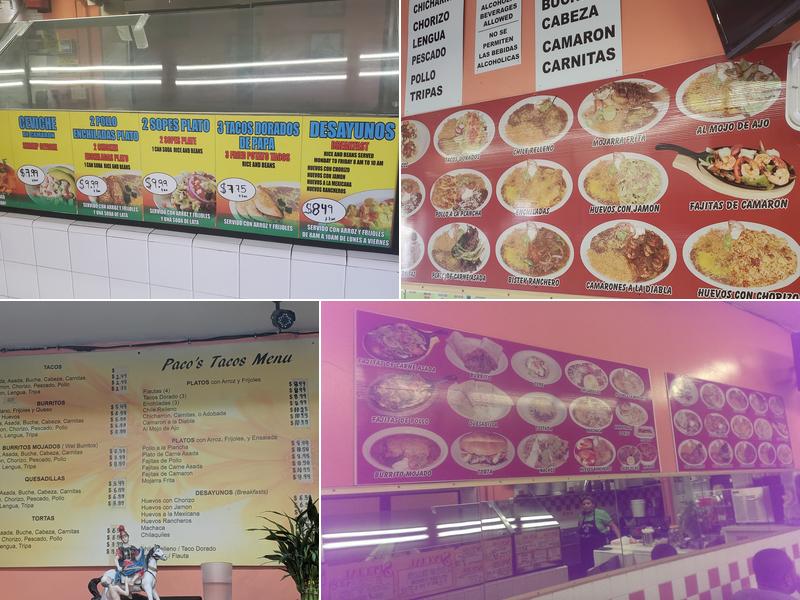 Paco's Tacos Menu