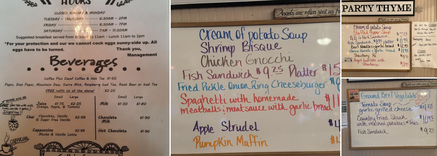 Good Thymes Menu