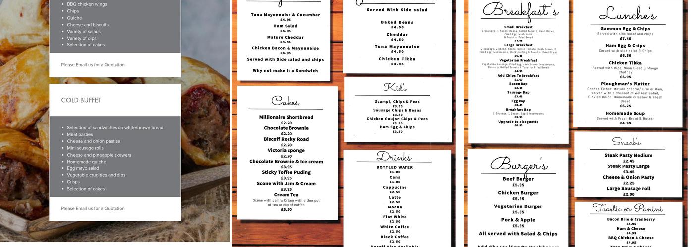 jonesy's catering and Cafe Menu