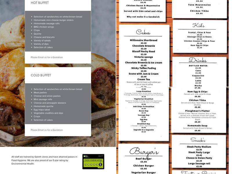 jonesy's catering and Cafe Menu