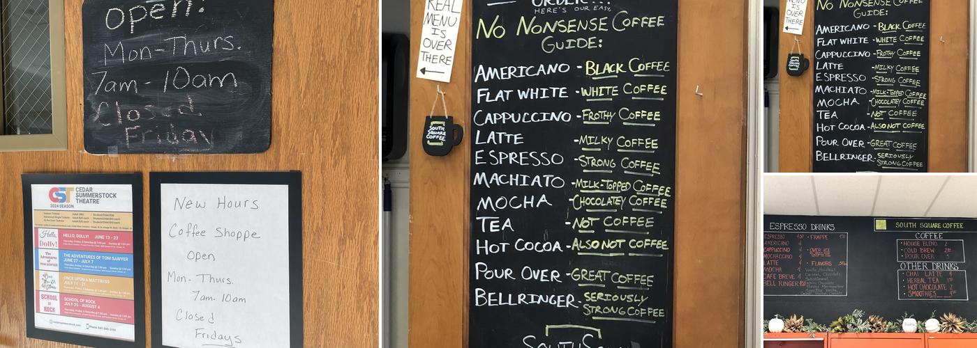 South Square Coffee Menu