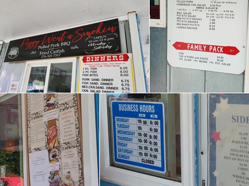 Piggy Went a Smokin BBQ and Catfish Menu