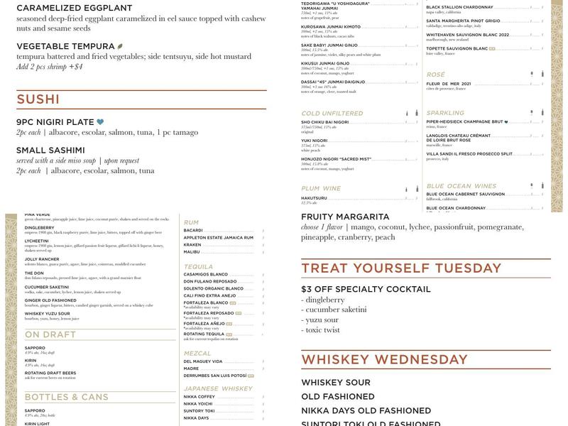 Blue Ocean Robata & Sushi Bar Menu
