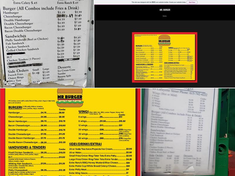 Mr. Burger Menu