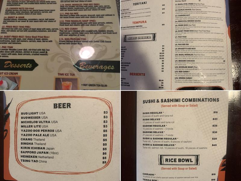 Dusit Thai Menu