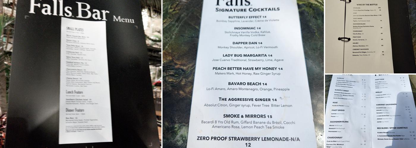 The Falls Bar & Lounge Menu