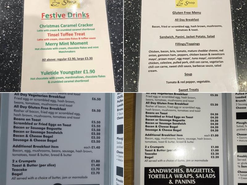 Barnstaple Coffee Shop Menu