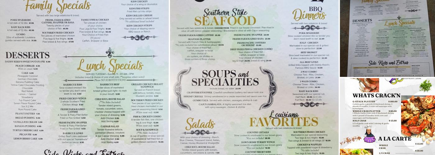 Chez Soul Menu