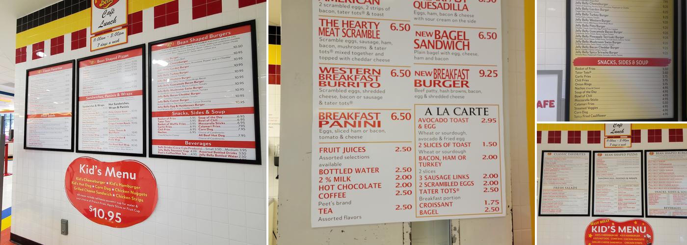 Jelly Belly Café & Snack Bar Menu