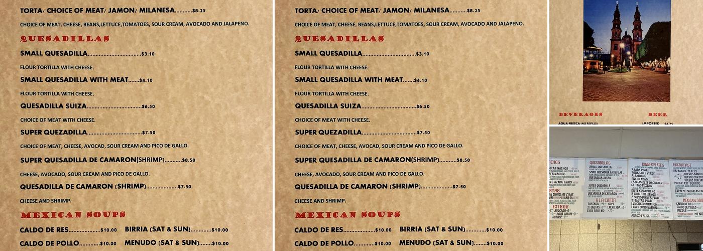 Taqueria Los Alteños Menu