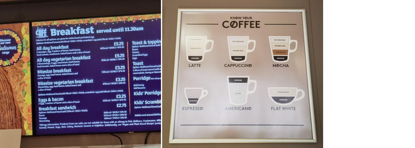 Sainsbury's Café Menu