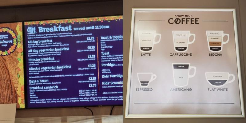 Sainsbury's Café Menu