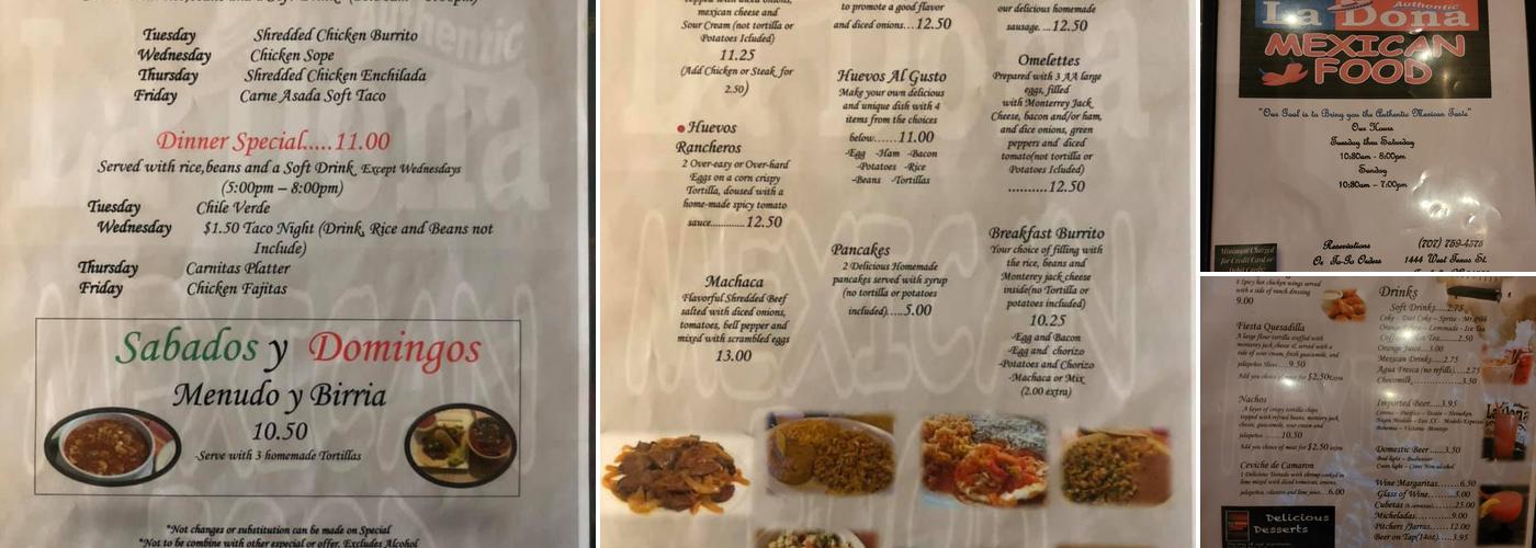 La Doña Authentic Mexican Taste Menu