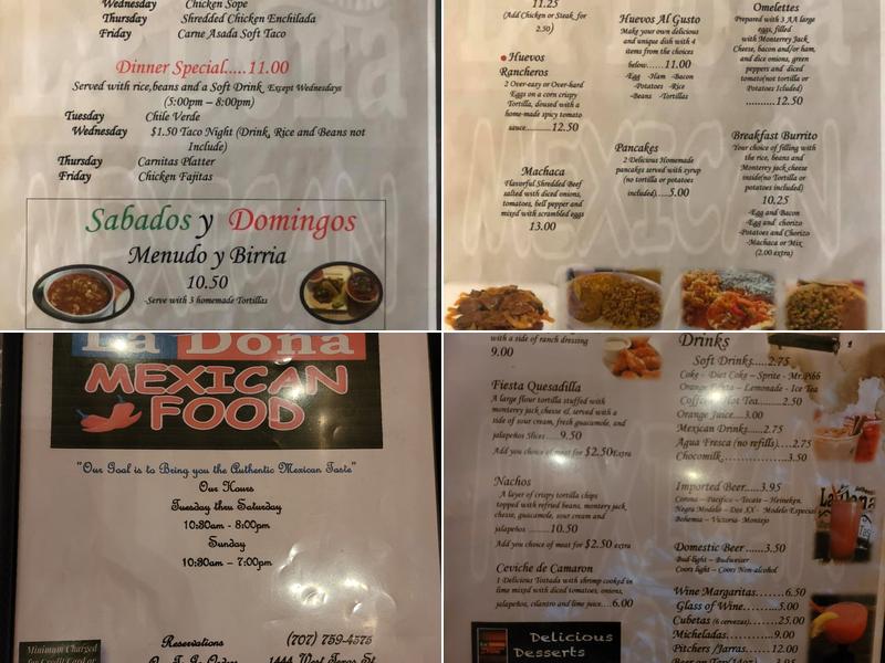 La Doña Authentic Mexican Taste Menu