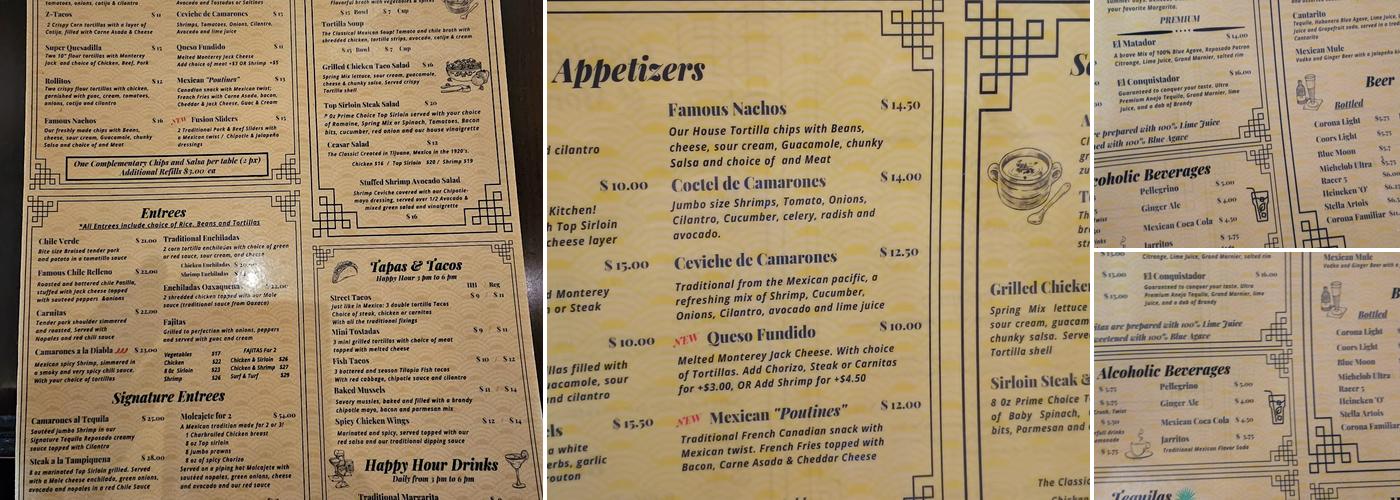 Favela's Fusion Menu