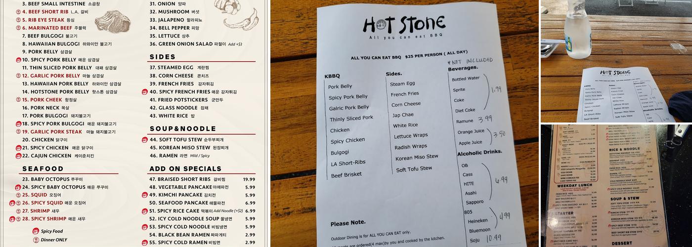 Hot Stone Korean Kitchen Menu