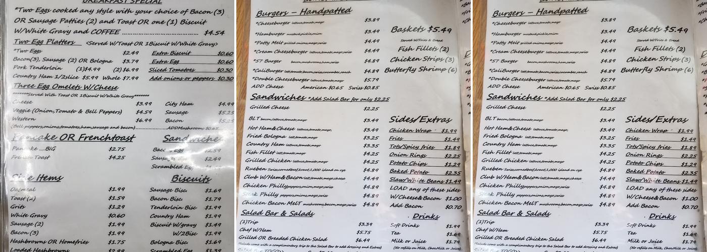 Diner Menu