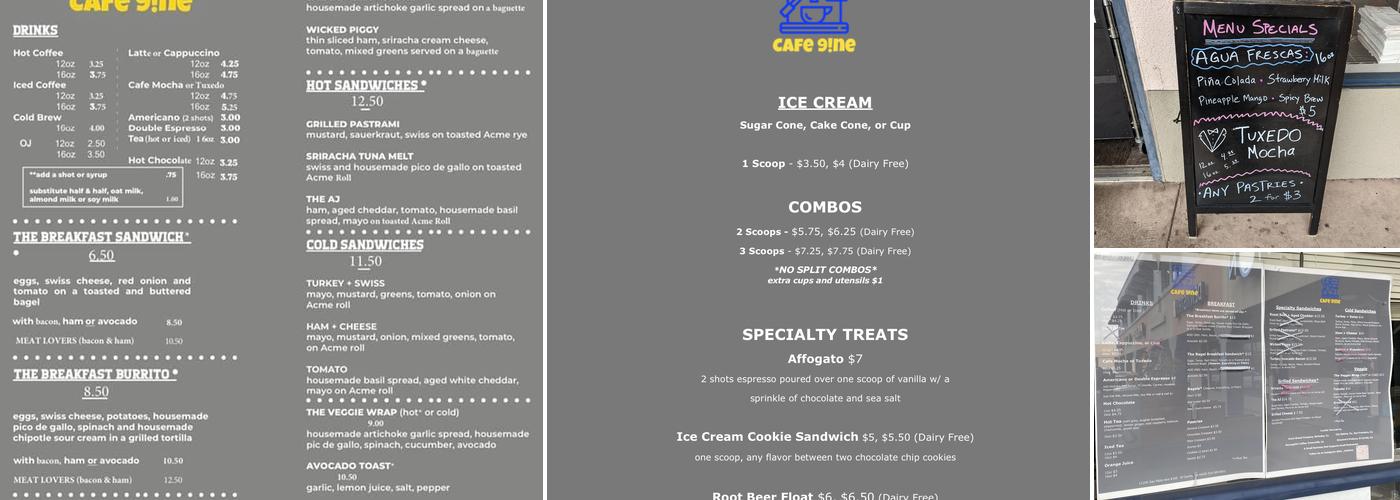 Cafe 9!ne Menu