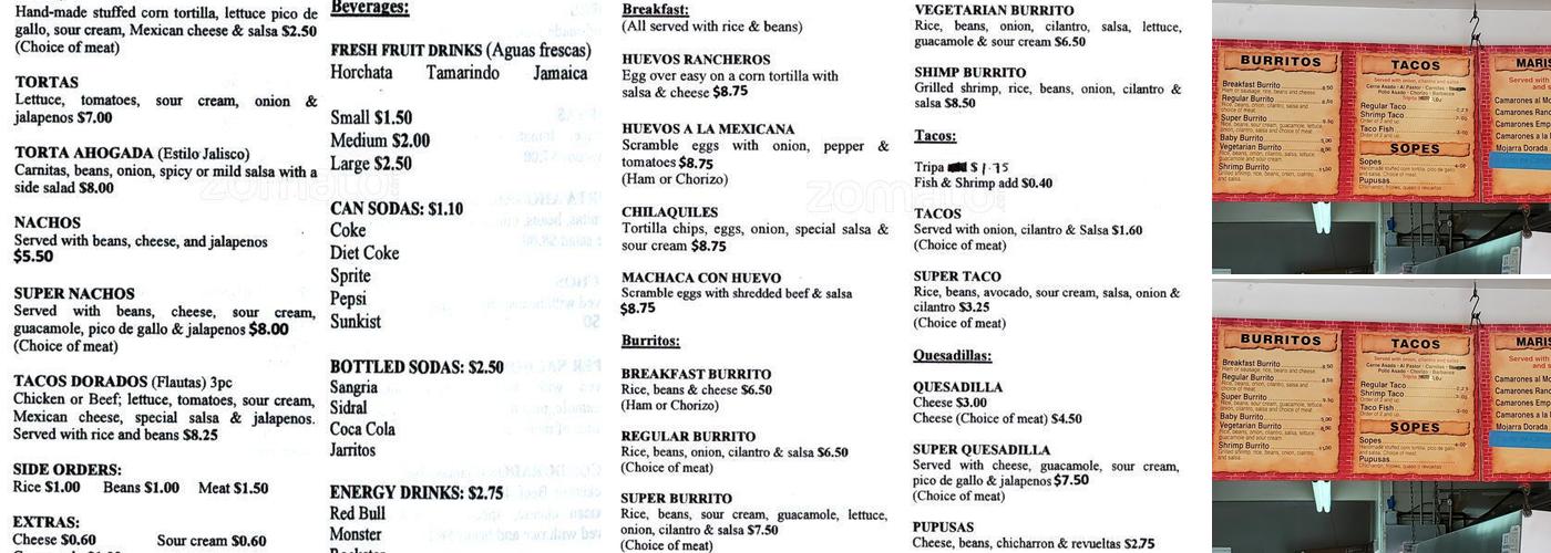 Rincon Michoacano Menu