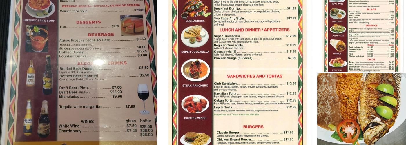 La Lupita Mexican Eatery Menu