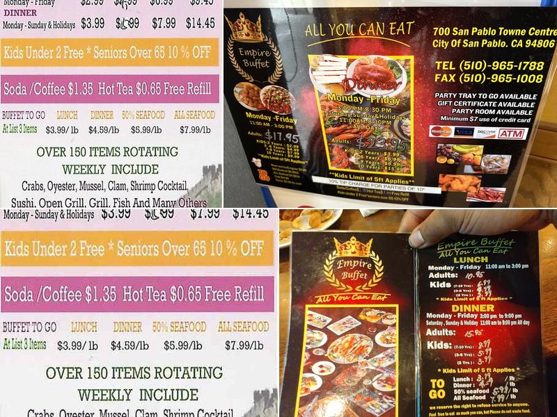 Empire Buffet Menu