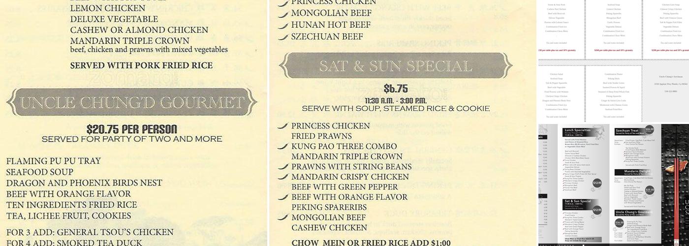 Uncle Chung Menu