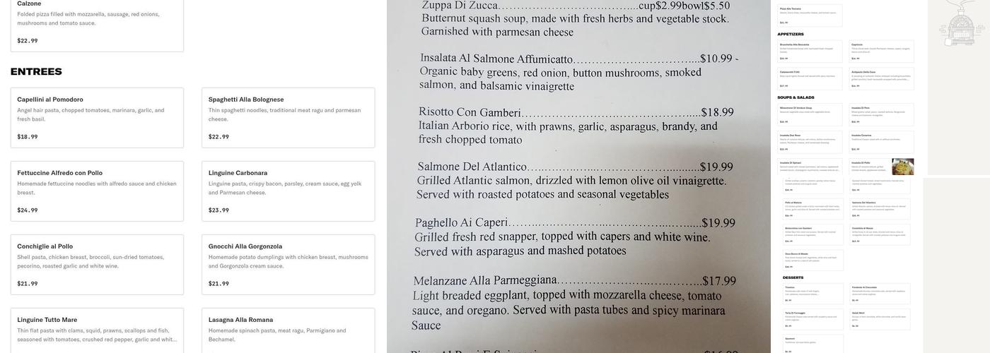 Ristorante Due Rose Menu