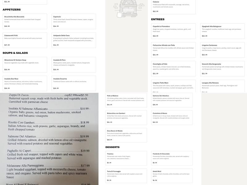 Ristorante Due Rose Menu