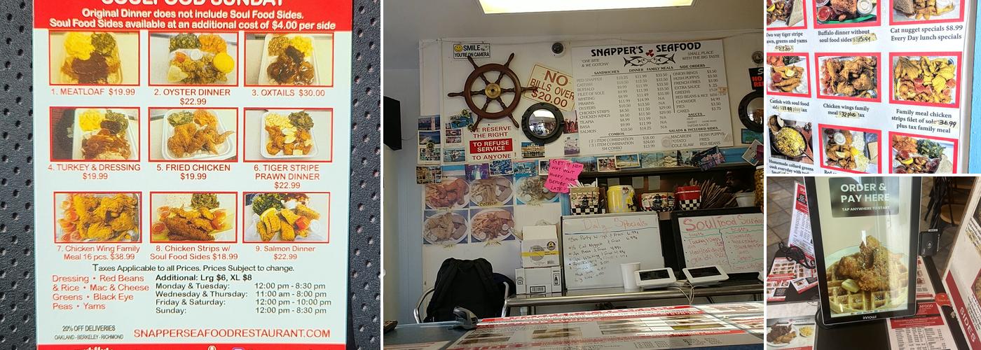 Snapper's Seafood Restaurant Menu