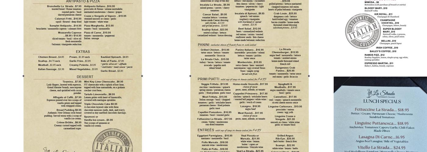 La Strada Menu