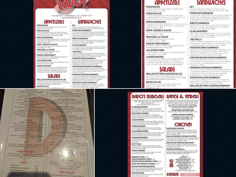 Davo's Menu