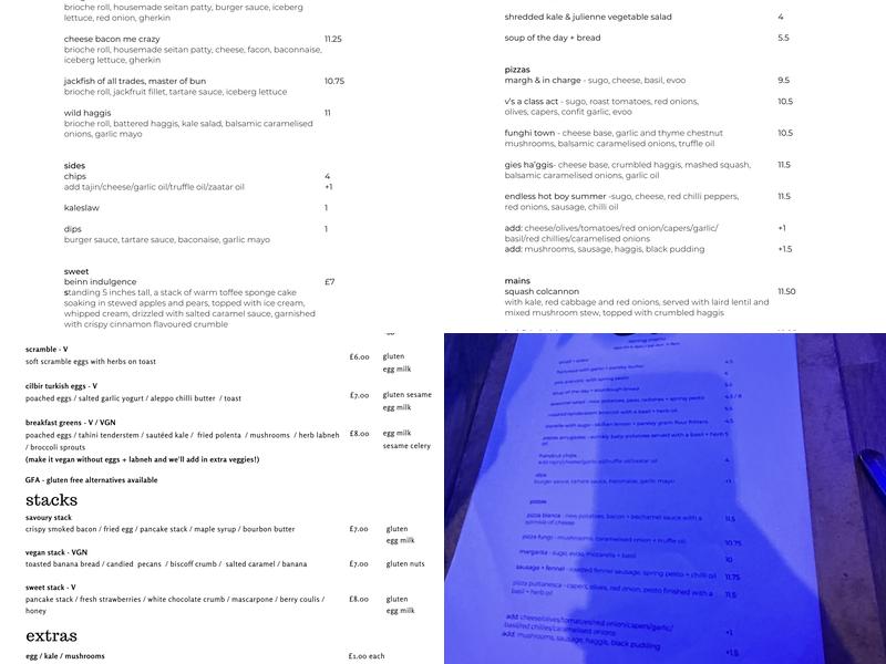 The Glad Cafe CIC Menu