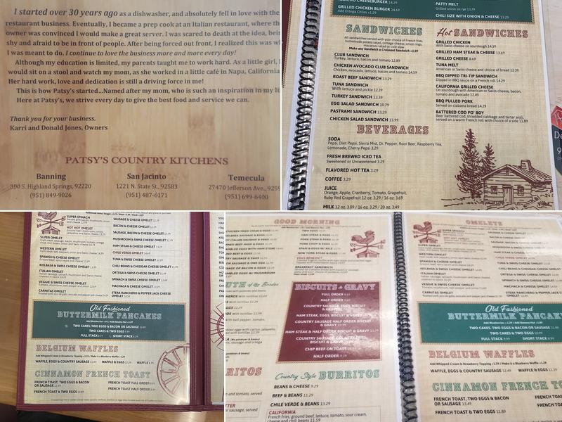 Patsy Mae's Cafe Menu