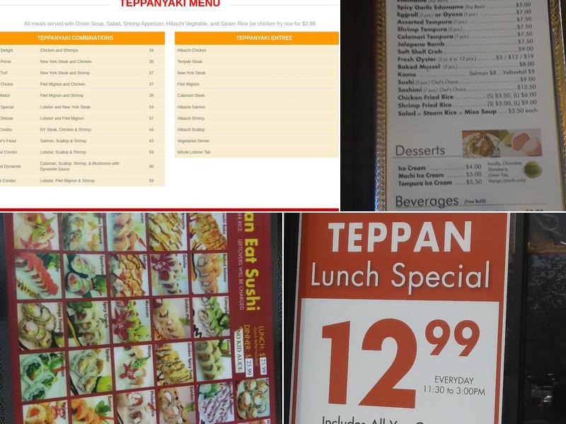 Arashi Teppan Steak & Sushi Menu