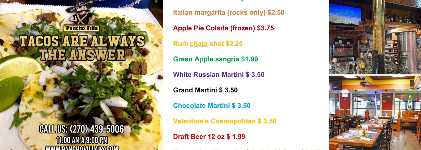 Pancho Villa Grill Cantina Inc Menu