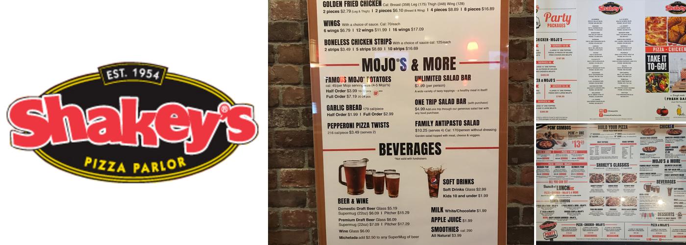 Shakey's Pizza Parlor Menu