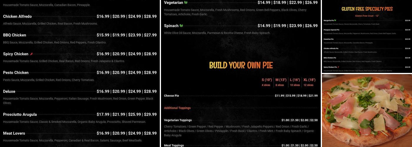 The PieSpace Pizzeria Menu