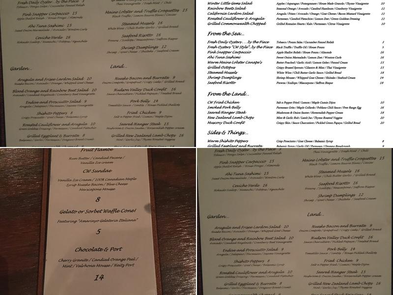 Commonwealth Restaurant Menu