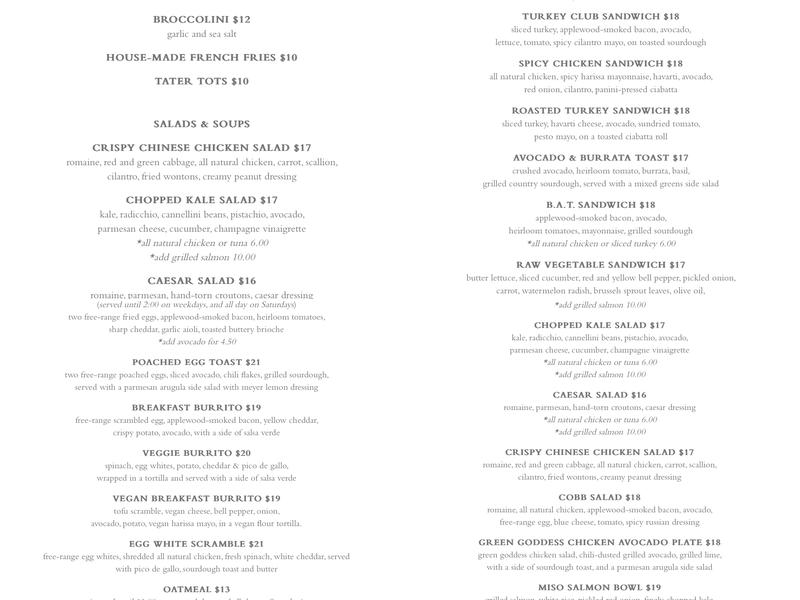 Olive & Thyme Menu