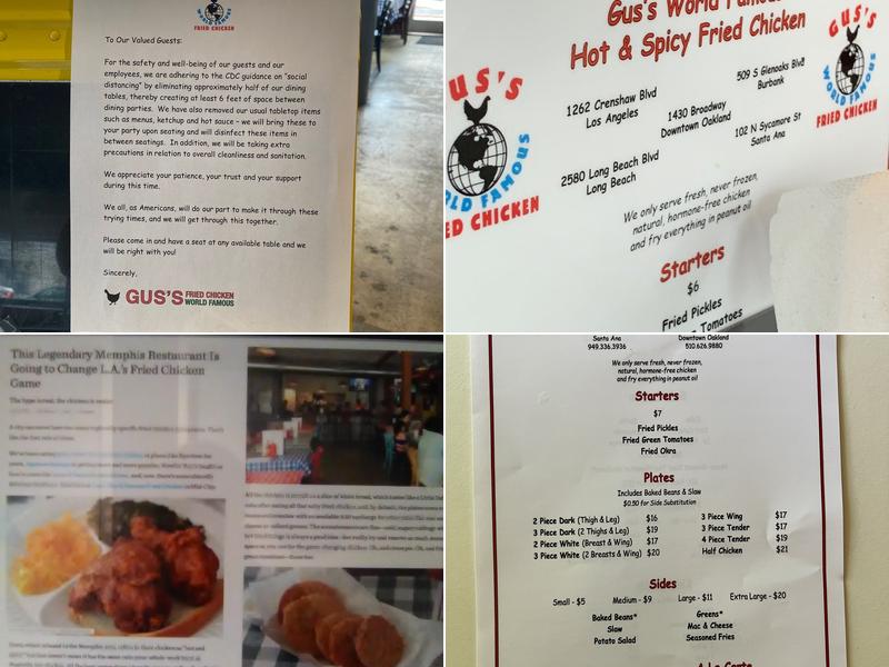 Gus's World Famous Fried Chicken Menu