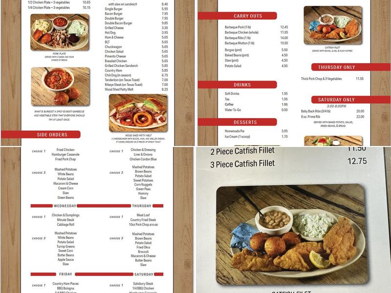 The Wood Shed Bar-B-Q & Restaurant Menu
