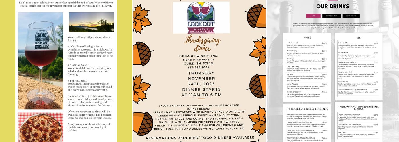 Look Out Winery, Inc. Menu