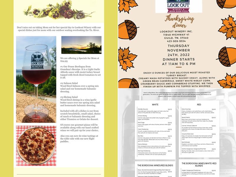 Look Out Winery, Inc. Menu