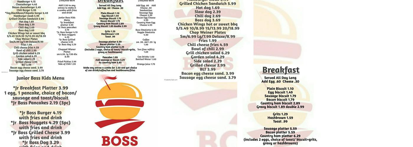 Boss Burgers Menu