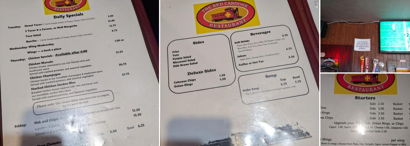 The Red Caboose Menu